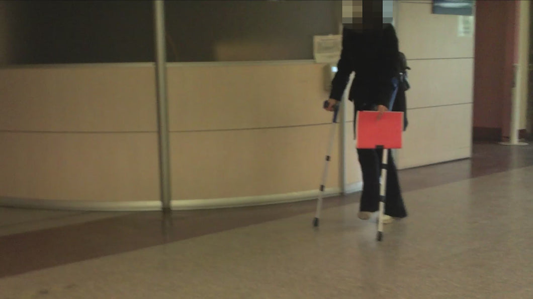 116 - Beautiful girl sprain-sock crutches