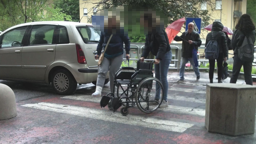 146 - Lady white slc crutches wheelchair